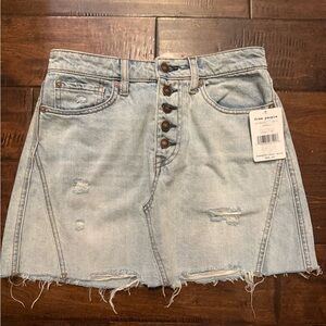 Free People Breezy Denim Skirt in Light Blue